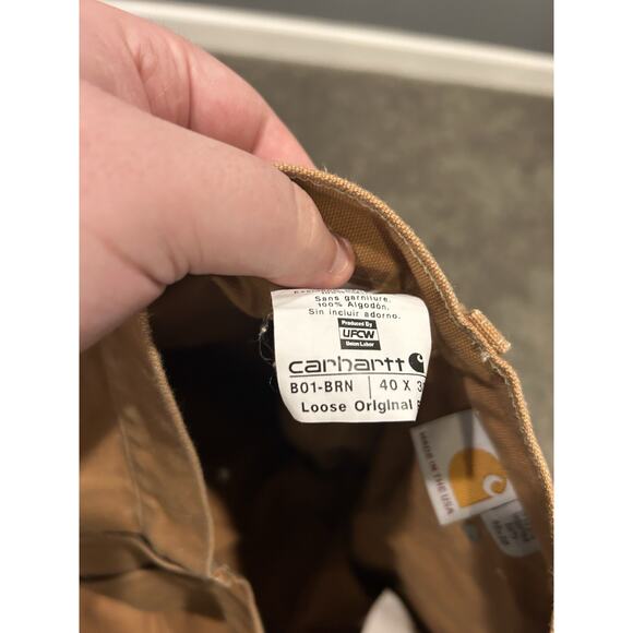 Carhartt B01‎ BRN Brown Cotton Canvas Double Knee Work Pants USA Made 40x30 - Picture 4 of 4